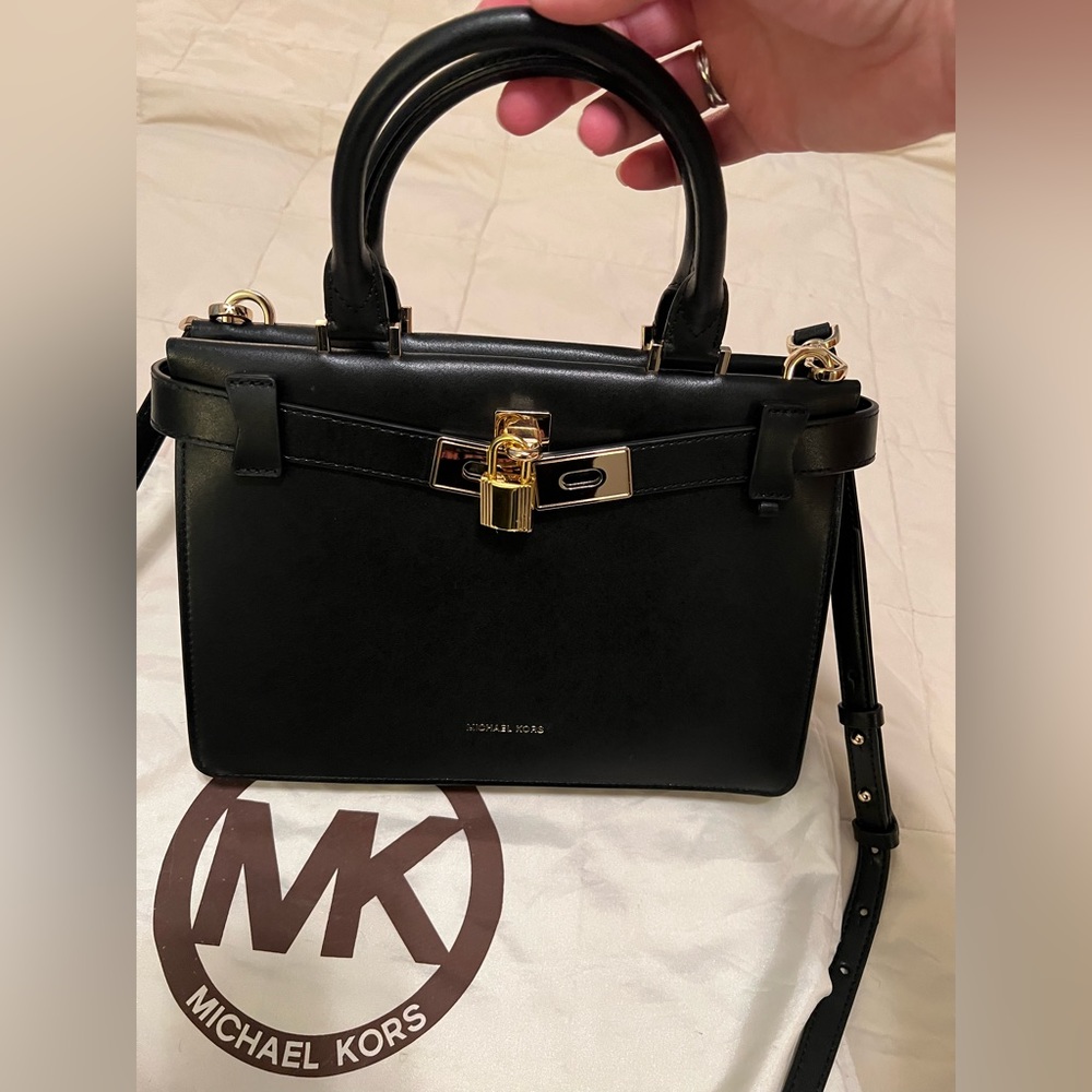 Michael Kors Tatiana Black Crossbody Satchel Handbag